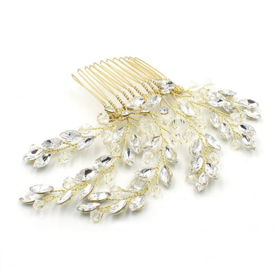 Vintage Handmade Crystal Gold Bridal Hair Comb