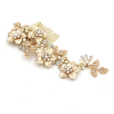 Luxury Crystal Silver Leaf Bridal Headpiece Comb