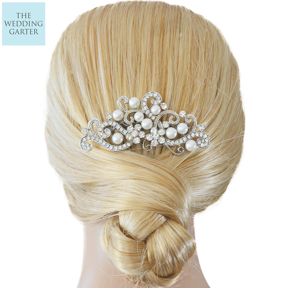 Vintage Style Pearl & Crystal Wedding Hair Comb
