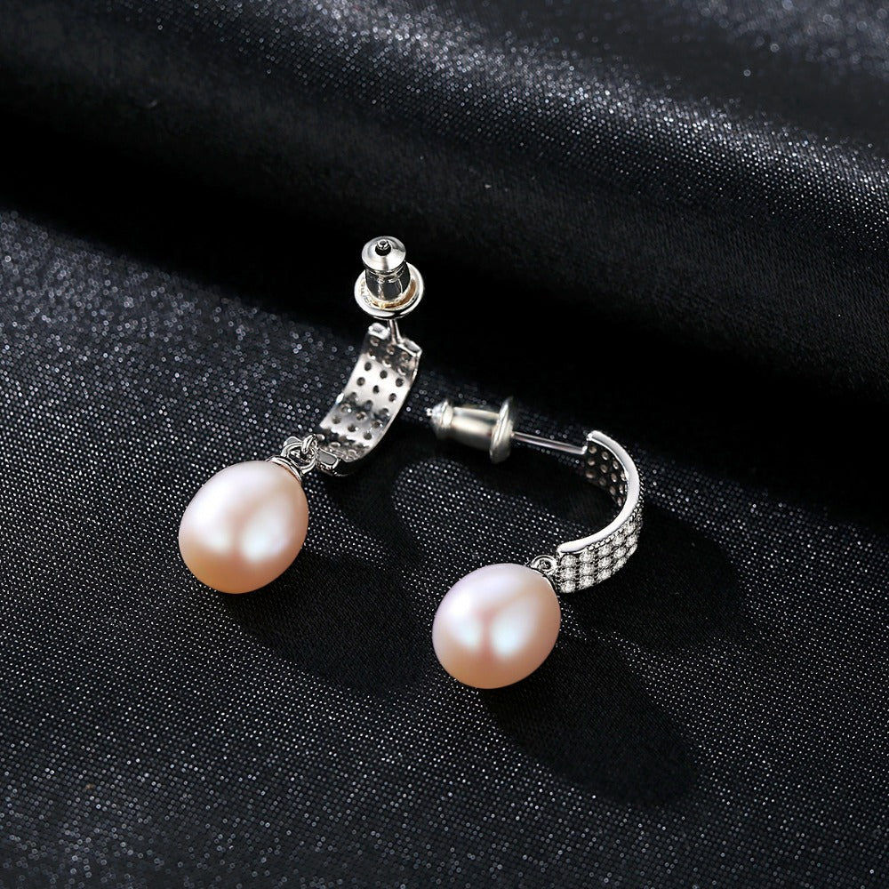 Stylish Sterling Silver & Freshwater Pearl Drop Earrings