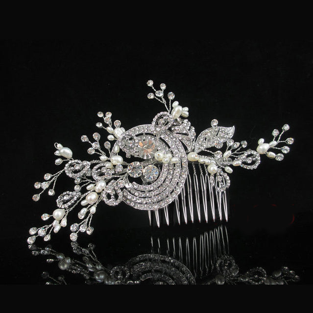 Luxury Swarovski Crystal & Freshwater Pearl Bridal Headpiece