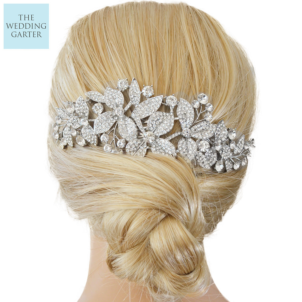 Stunning Floral Crystal Bridal Headpiece Comb For Brides