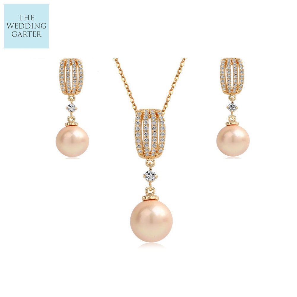 gold pearl wedding jewellery set