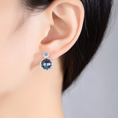 Devine Black Freshwater Pearl Stud Earrings For Brides