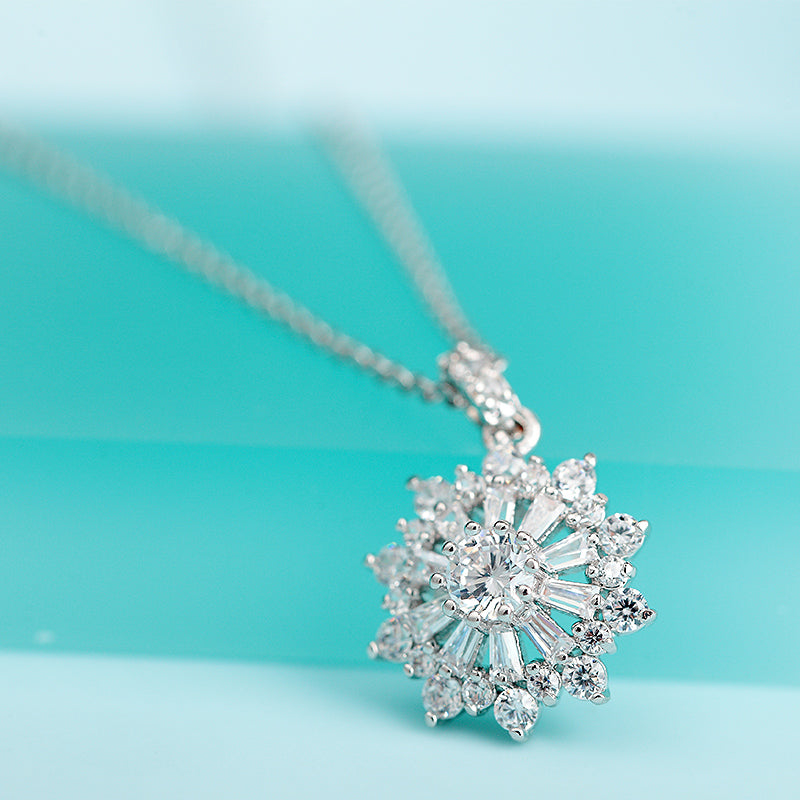 Floral Crystal Tiffany Style Pendant Necklace
