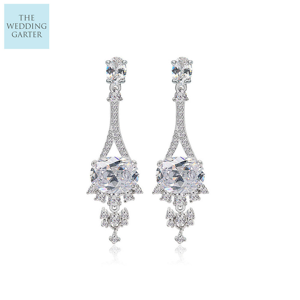 crystal drop earrings for bride