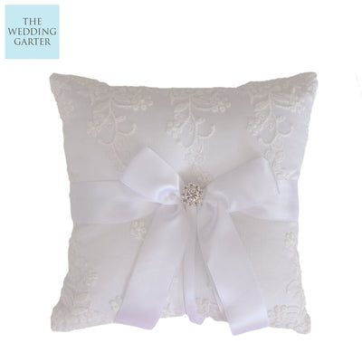 white ring bearer pillow