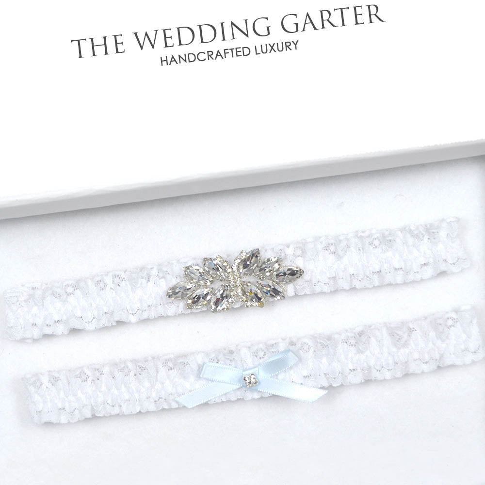 white wedding garter set