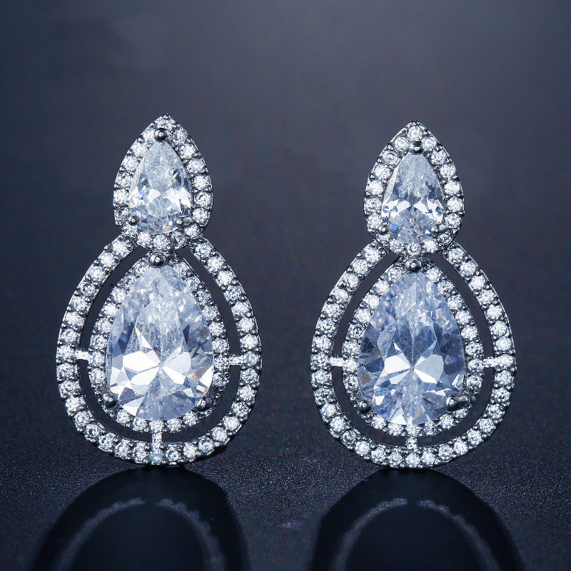 Large Art Deco Stud Statement Earrings For Brides