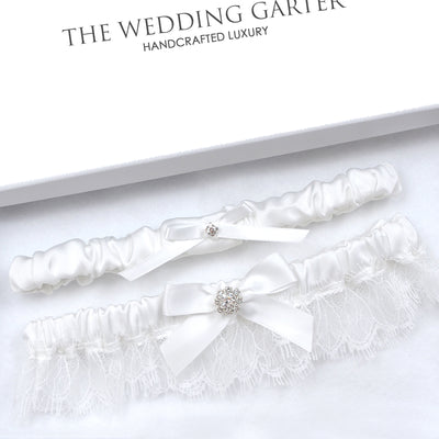 white wedding garters