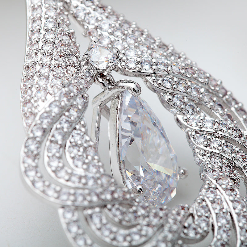 Intricate Cubic Zirconia Chandelier Earrings For Wedding Day