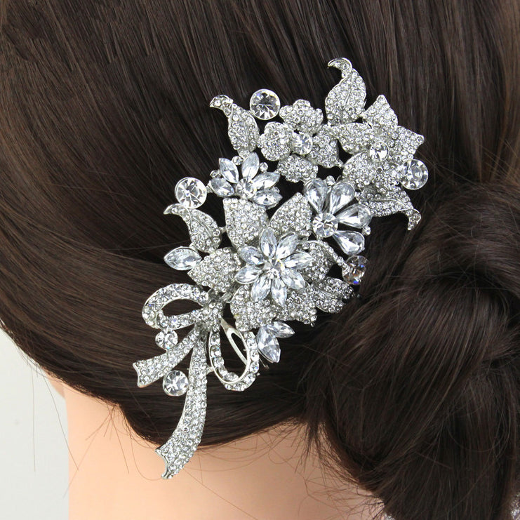 Unique Crystal Floral Vintage Style Bridal Hair Comb