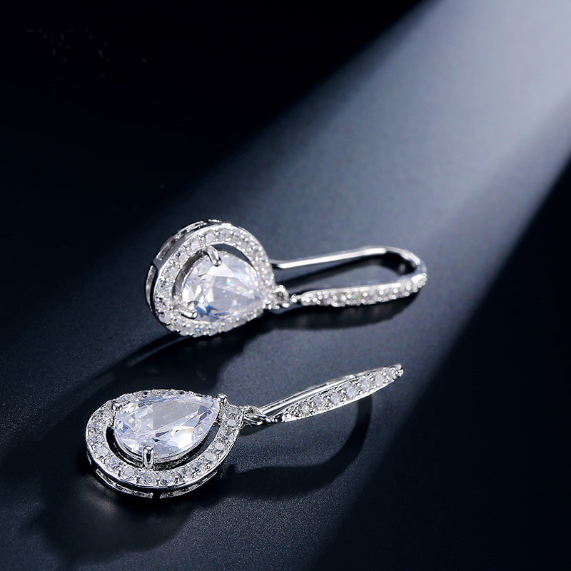Exquisite Silver Hook Water Drop Bridal Earrings Online