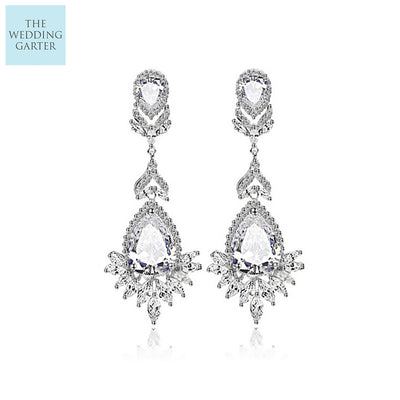 cubic zirconia big chandelier earrings