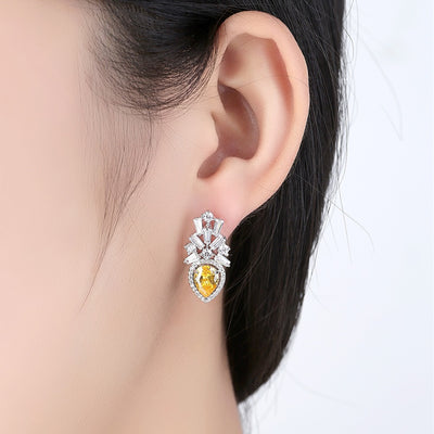 Stunning Unique Canary Yellow CZ Diamond Bridal Earrings Online