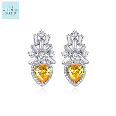 yellow cz diamond earrings